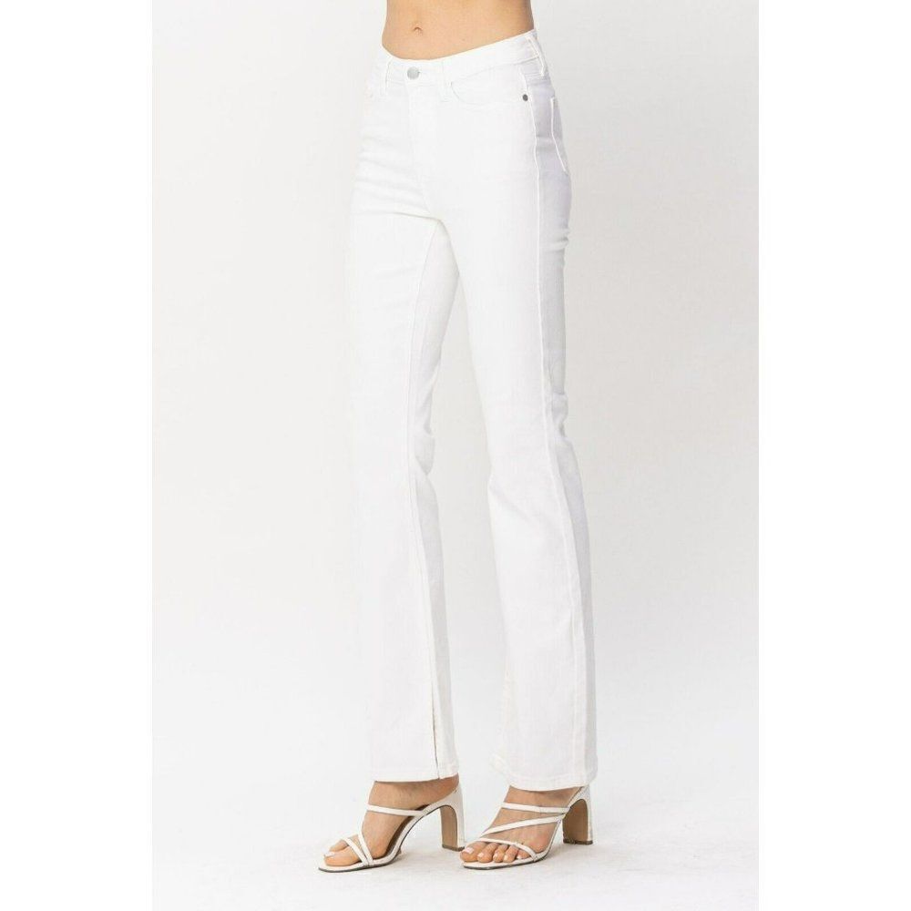 Judy Blue So Chic White Denim Hem Slit Bootcut Jeans Size 3-18W 88643 - Picture 4 of 16